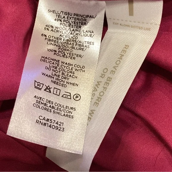 Loft Wool Blend Tailored Coat in Rich Pink Berry Size SP Petite - Picture 5 of 14